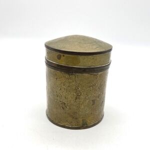 Vintage Etched Brass Dragon Tea Caddy Canister Made in China Chinoiserie Jar